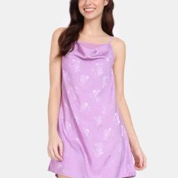 Zivame Purple Floral Print Night Dress-image-70
