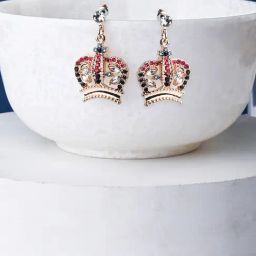 Accessorize London Multi Crown Short Drop Earrings-image-4