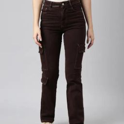 SHOWOFF Brown Straight Fit Mid Rise Cargo Jeans-image-45