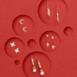 Accessorize London Real Gold-Plated Opal Celestial Stud and Drop Earrings - Set of 12-picture-13