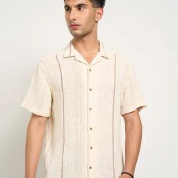 7 Alt By Pantaloons Beige Cotton Relaxed Fit Striped Shirt-image-49