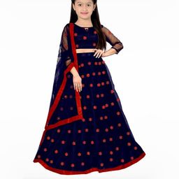 F Plus Fashion Girls Embellished Semi-Stitched Lehenga & Unstitched Blouse with Dupatta-image-54