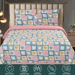 Innovative Edge Pink 3 Pcs Printed Cotton 210GSM Double Bed Comforter With 2 Pillow Cover-4