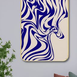 SAF Beige & Blue Abstract Printed Wooden Wall Art-58