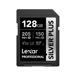 Lexar Professional SDXC Memory Card 128 GB UHS-I Upto 205 Mbps Read & 150 Mbps Write Speed, SILVER PLUS-16