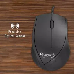 Quantum Black USB Mouse Wire With 1200 DPI Optical Sensor Grip In 3-Button Design , QHM251H image 4