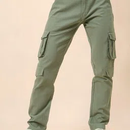 STUDIO NEXX Men Relaxed Straight Leg Loose Fit Cargos Trousers-image-95