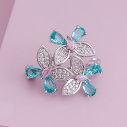 Kushal's Fashion Jewellery Rhodium-Plated Zircon Studded Saree Clip-image-99