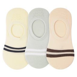 Yellow Bee Pair Of 3  Striped  Socks  - Light Yellow  Grey  Beige-image-19