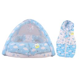 Kwitchy New Born Baby Bedding Set Luxury Cushioned Mattress with Mosquito Net & Carry Nest Bag  -  Blue-16