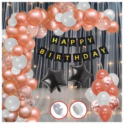 Puchku Happy birthday decoration set rose gold theme 56 Pcs Combo for kids boys girls birthday party first 1st  2nd 5th  10th-picture-4