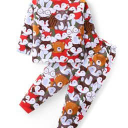 Babyhug Cotton Knit Full Sleeves Night Suit Animals Print- Multicolour-image-78
