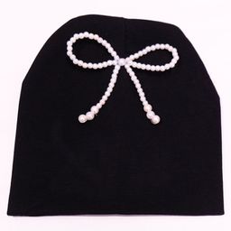 Tipy Tipy Tap Stone Detailed Bow Embellished Cap - Black-86