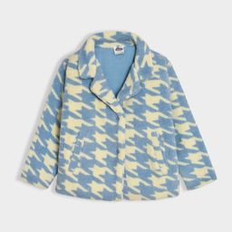 Mi Arcus Full Sleeves Houndstooth Pattern Coat - Blue & Cream-picture-47