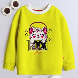 3PIN Cotton Full Sleeves Kitten Printed Sweatshirts - Yellow-picture-45