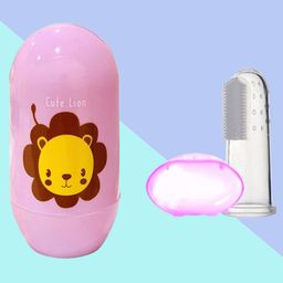 The Cheeky Kidzz Baby 4 In 1 Grooming Nail Pedicure Manicure Safety Kit With Finger Toothbrush Oral Dental Care (Pink)-image-12