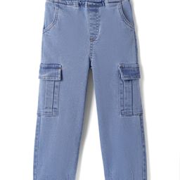 Kookie Kids Denim Full Length Jeans With Cargo Pocket Detailing- Light Blue-image-33