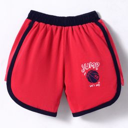Tango Single Jersey Knit Above Knee Length Shorts with Lets Play Text Print -Red-picture-12