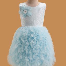 Enfance SleevelessFloral Applique Ruffle Detailed Dress - Sea Green-image-54