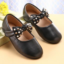 Babyoye Velcro Closure Ballerina With Bow Applique - Black-image-50