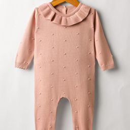 ToffyHouse Cotton Knit Full Sleeves Solid Color Winter Romper - Peach-picture-39