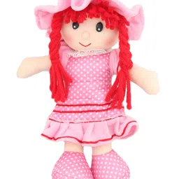 Tickles Smiling Face Soft Doll with Dots Dress Stuffed Plush for Kids Girls Birthday Gift (Size: 28 cm Color: Pink)-picture-39