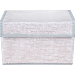 Kuber Industries Drawer Storage Box  Clothes Drawer Organizer with Handle  Transparent Lid with Velcro  Wardrobe Organizer for Books  Jute Printed Dhakkan Storage Box  Small  Pack of 2  Gray image 2