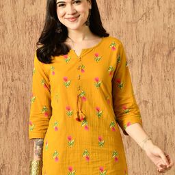 Anouk Rustic Ethnic Motifs Printed Notch Neck Pure Cotton Straight Kurti-picture-14