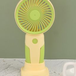 The Procure Store Mini Portable & Rechargeable Hand Fan with Stand Set of 2- Green image 4