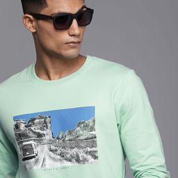 WROGN Men Mint Green Graphic Printed Slim Fit Pullover Sweatshirt-image-74