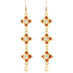 Teejh Tvarita Red & Golden Dangler Earrings image 3