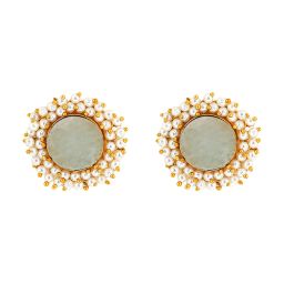 Teejh Roop White Druzy Stone Stud Earrings image 3