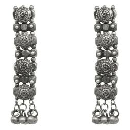 Teejh Manu Circular Ghungroo Silver Oxidized Dangler Earrings image 3