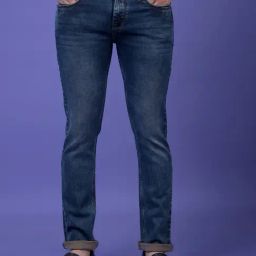 Crimsoune Club Blue Cotton Slim Fit Solid Jeans-picture-1