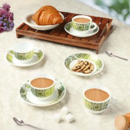 Larah by Borosil White Ceramic Opalware Cup and Saucer Set of 12 140ml image 2