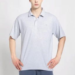 Adidas Originals Grey Cotton Loose Fit Texture Polo T-Shirt-image-84