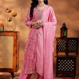 Libas Pink Printed Kurta Palazzo Set With Dupatta-image-33
