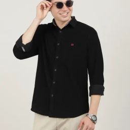 Dragon Hill Black Cotton Slim Fit Shirt-image-18