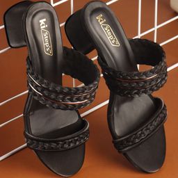 KISTEPS Women Textured Party Block Sandals-30
