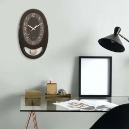 eCraftIndia Black Plastic Vertical Pendulum Analog Wall Clock-image-108