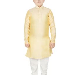SG Yuvraj Kids Yellow & White Embroidered Full Sleeves Kurta with Pyjamas-image-76