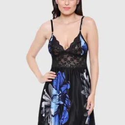 Secret Wish Blue Floral Night Dress-picture-24