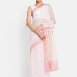 FabBasics by Fabindia Pink Cotton Silk Floral Print Saree-image-47