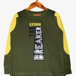 Kiddopanti Kids Olive Printed T-Shirt-image-46