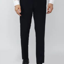 Peter England Elite Navy Blue Slim Fit Trousers-image-26