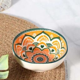 Smokey Cocktail Orange Ceramic Mandala Bowls (100ml) - Set of 6-image-78