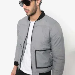 Campus Sutra Grey Regular Fit Striped Jacket-43