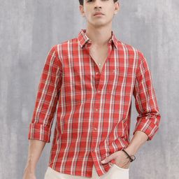 WROGN Men Slim Fit Checked Spread Collar Pure Cotton Casual Shirt-picture-6