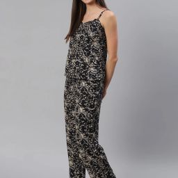 Cation Black Printed Top With Pyjamas image 3