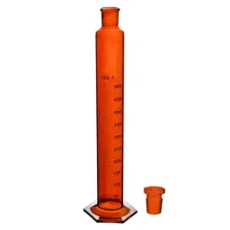 ABGIL 5000ml Borosilicate Glass Hexagonal Base Cylinder Graduated with Pour Out and Stopper Amber ABG1232 image 1